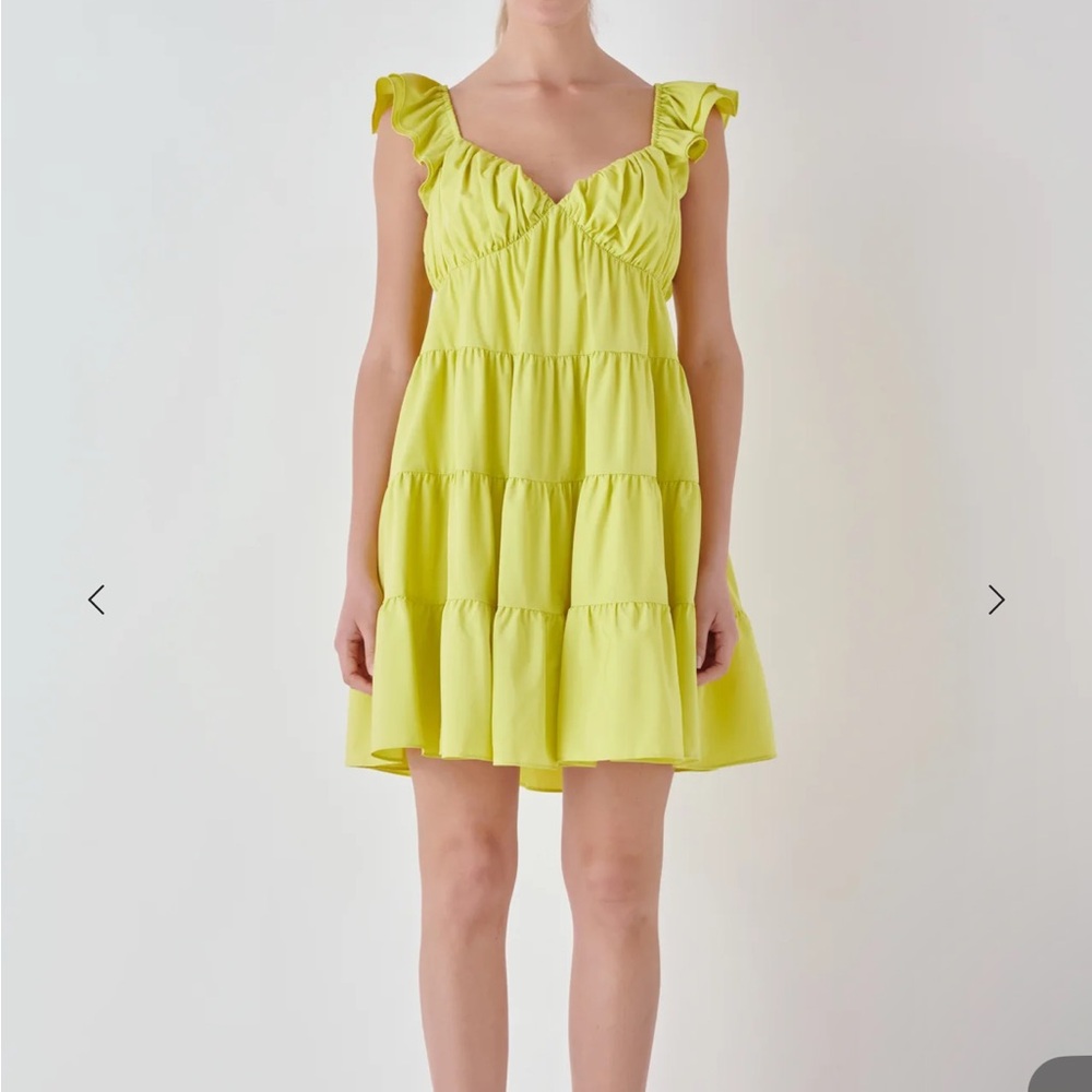Endless Rose | Lime Tiered Ruffle Mini Dress